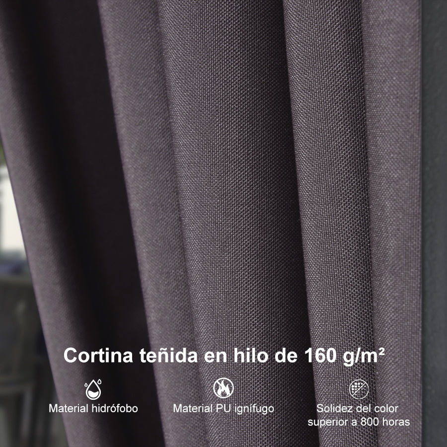 Purple Leaf Cenador de Jardín Estándar Gris, Pérgola de Aluminio con Techo de Acero Galvanizado y Luces de Cadena Con Luz Cálida