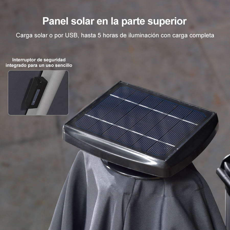 PURPLE LEAF Sombrilla excéntrico redondo con luces LED solares y rotación de 360°, ideal para jardín y terraza