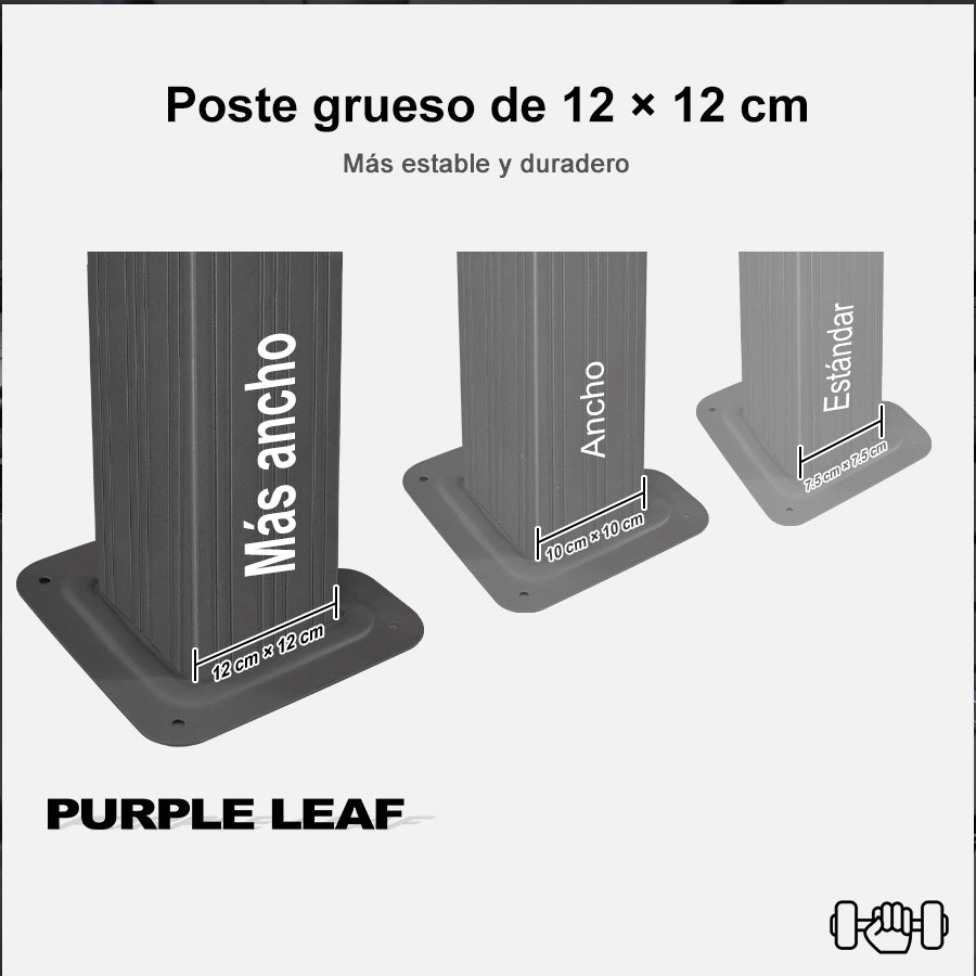 PURPLE LEAF Cenador de Jardín y Terraza de Aluminio con Luz LED Neutra, Techo de Acero Galvanizado, Cortinas y Mosquiteras, Color Gris
