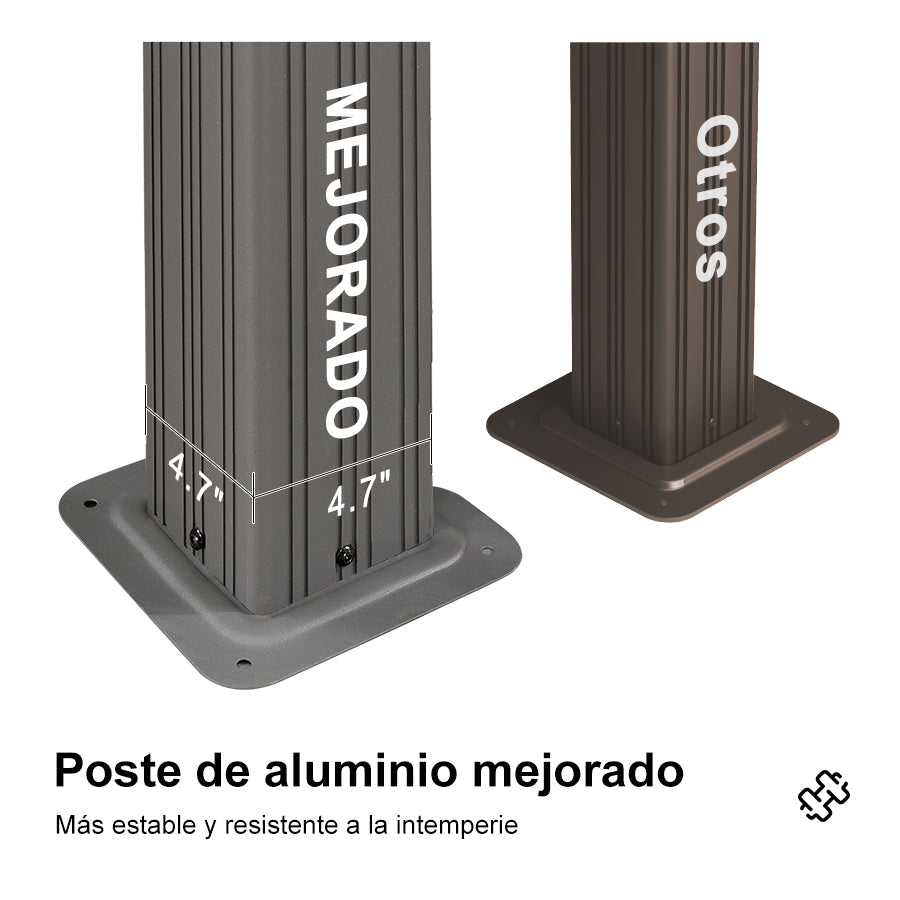 PURPLE LEAF Cenador Jardín Gris Claro Aluminio Techo de Acero Galvanizado Cortinas Mosquiteras