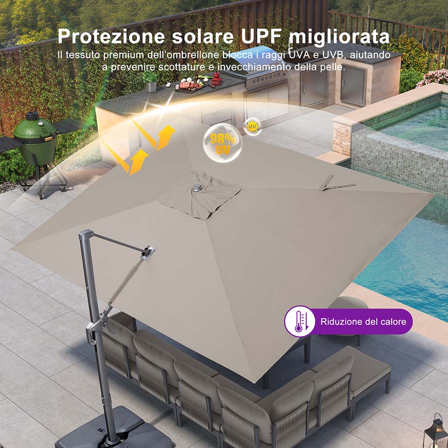 PURPLE LEAF Sombrilla de Jardín con Protección UV para Terraza y Exterior