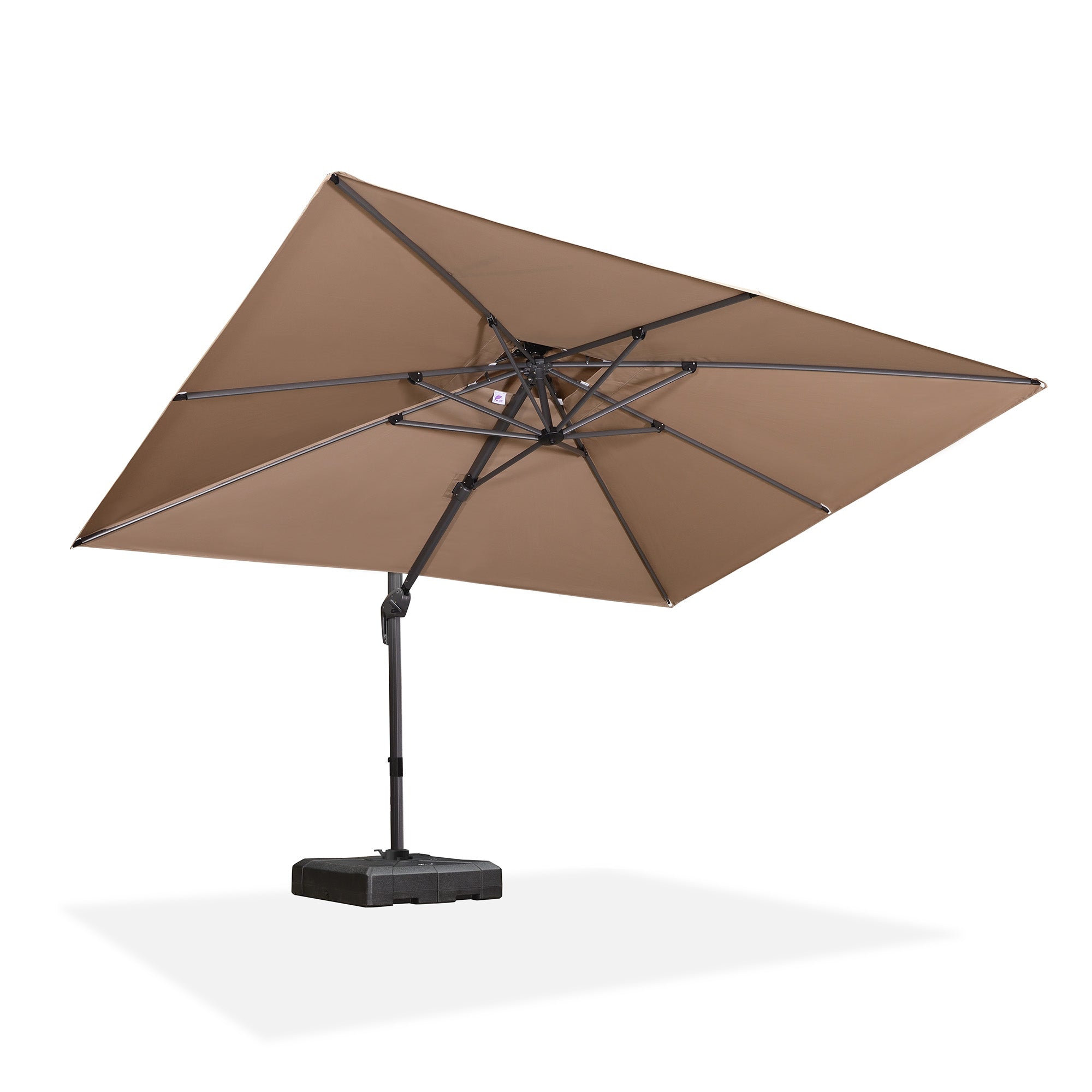 PURPLE LEAF Sombrilla Giratoria 360° con Marco en Gris Negro, Disponible en Diseño Cuadrado o Rectangular para Jardín y Terraza