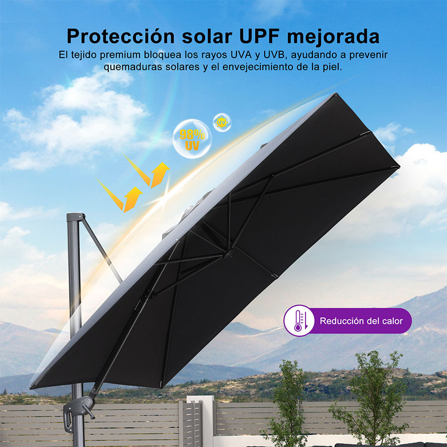 PURPLE LEAF Sombrilla de Jardín con Protección UV para Terraza y Exterior