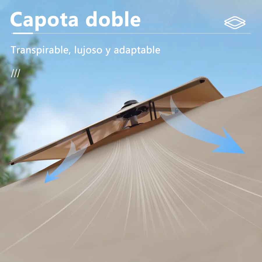 PURPLE LEAF Sombrilla Cuadrada Clásica con Doble Techo y Rotación de 360° para Patio