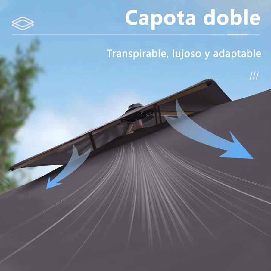 PURPLE LEAF Sombrilla Cuadrada Clásica con Doble Techo y Rotación de 360° para Patio