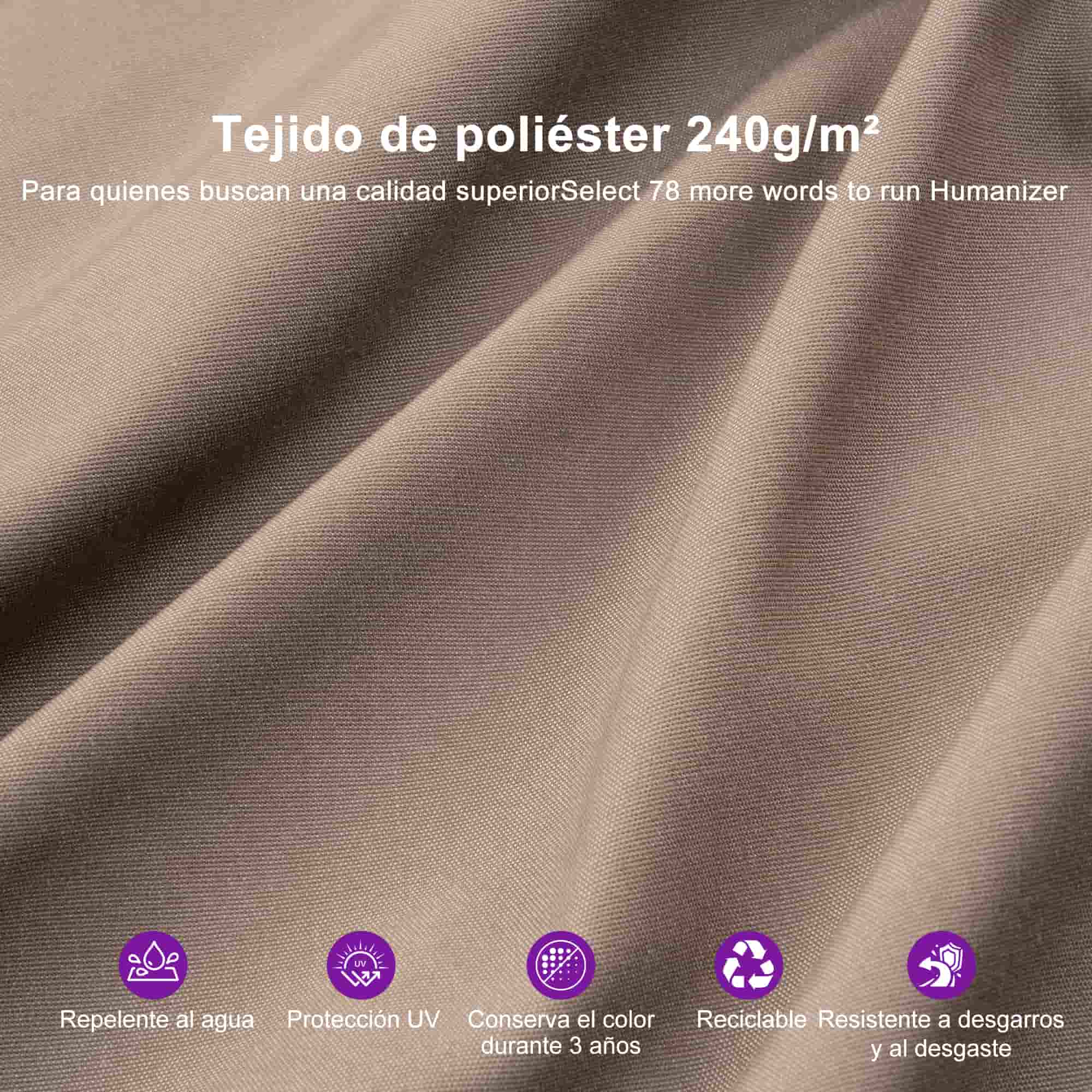 PURPLE LEAF Sombrilla Colgante para Patio con Tejido Reciclado, Resistente a la Decoloración y con Protección UV50+