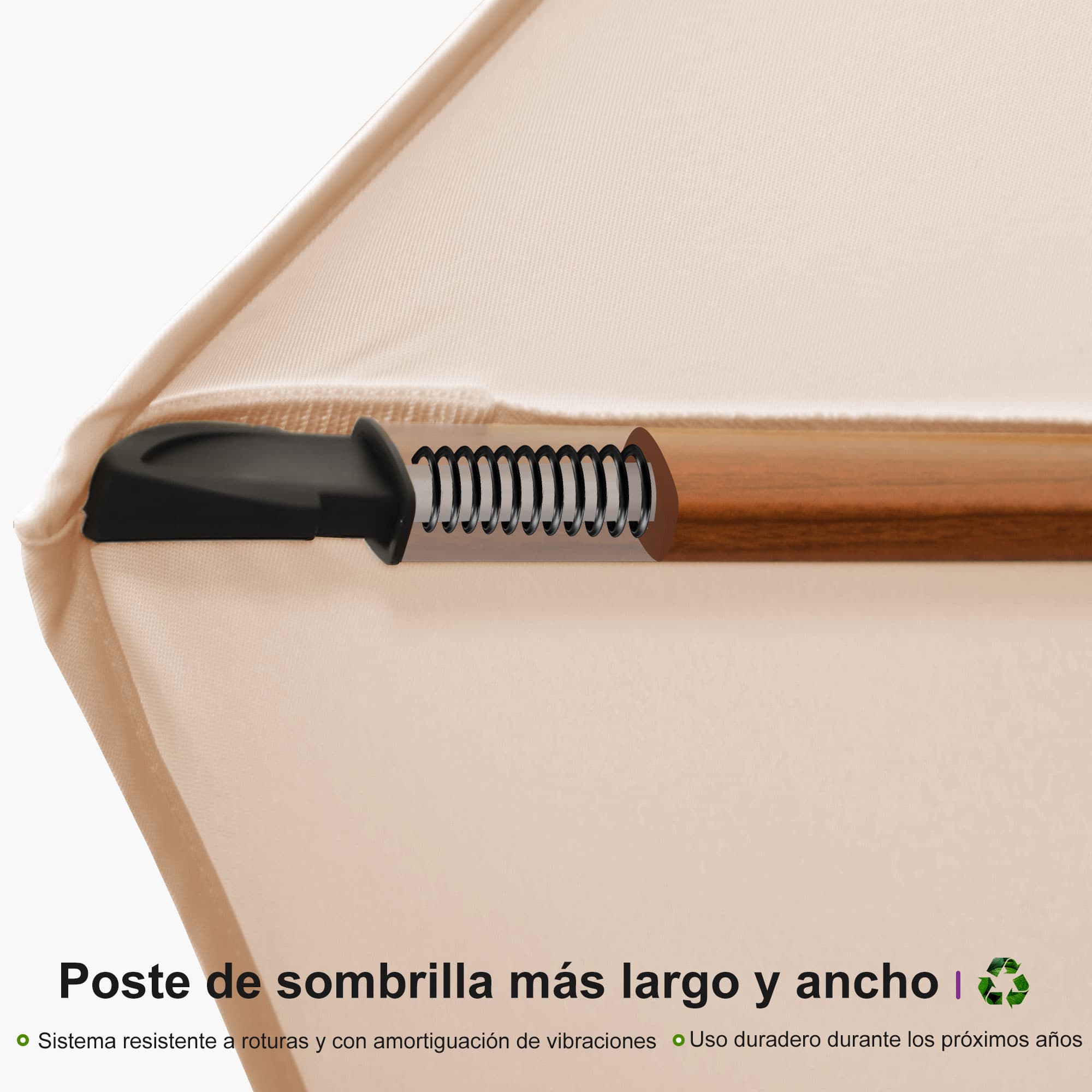 PURPLE LEAF Sombrilla de jardín cuadrada de aluminio efecto madera con doble techo para exteriores