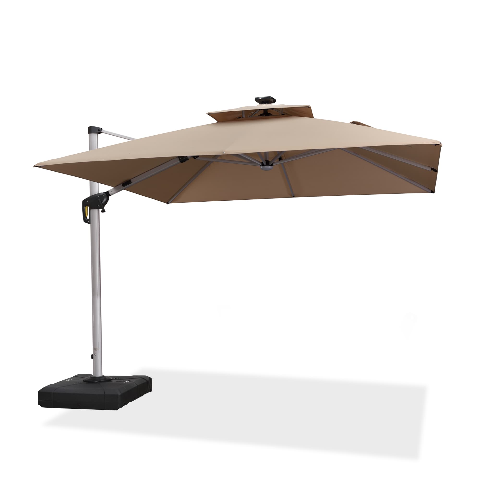 PURPLE LEAF Sombrilla cuadrada de doble cubierta con luces LED solares, ideal para jardín y terraza