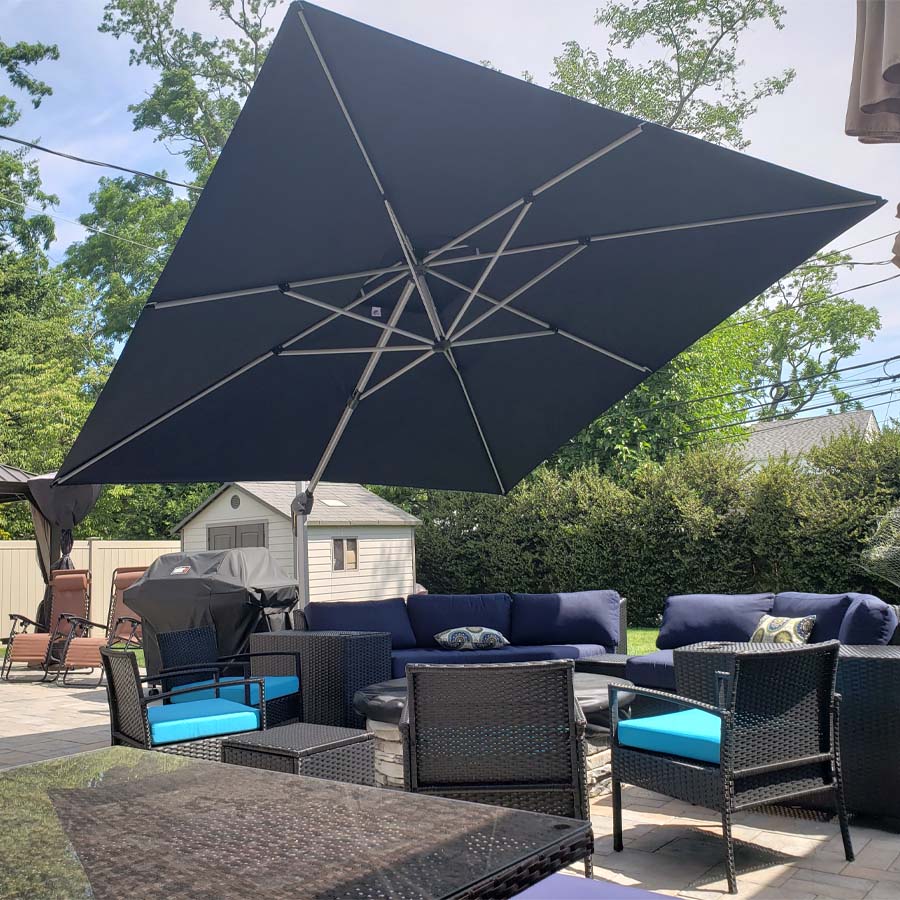 PURPLE LEAF Sombrilla Cuadrada Clásica con Doble Techo y Rotación de 360° para Patio