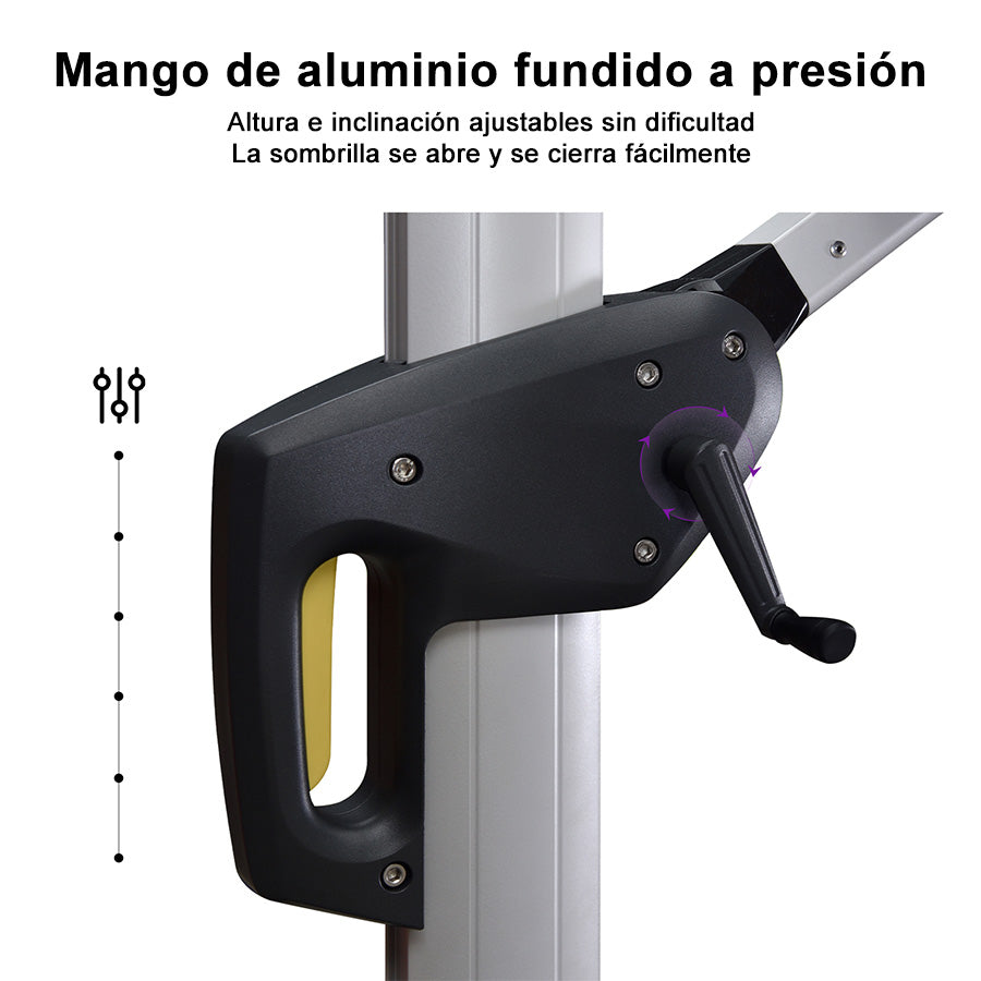 PURPLE LEAF Sombrilla Cuadrada Clásica con Doble Techo y Rotación de 360° para Patio