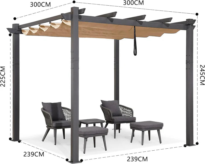 PURPLE LEAF Pérgola Pabellón Metálico de Jardín Pérgola Impermeable Estable a Prueba de Invierno, Pabellón de Jardín con Techo Parasol