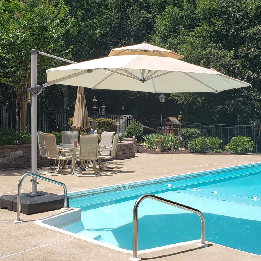 PURPLE LEAF Sombrilla Clásica Redonda con Rotación de 360°, Ideal para Jardín, Terraza o Patio