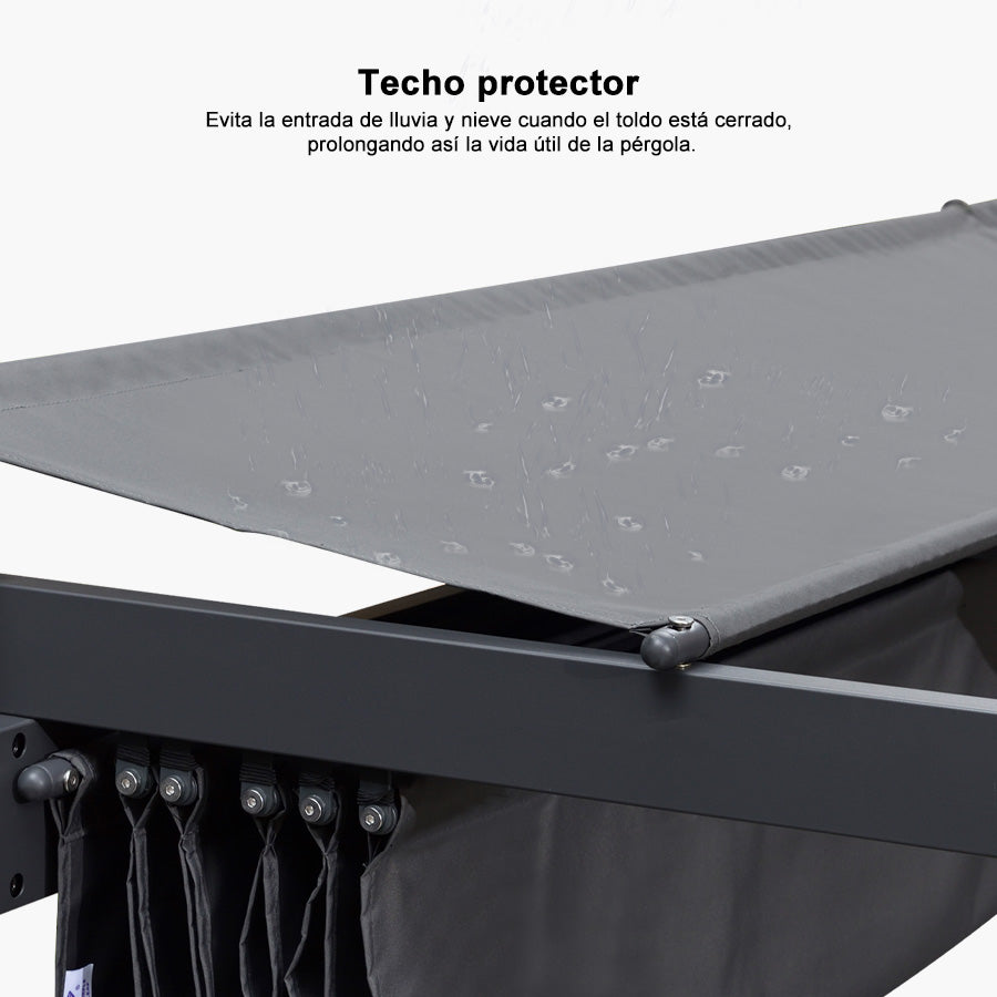 PURPLE LEAF Pérgola retráctil de aluminio para exteriores con techo protector solar, terraza, refugio para el patio trasero, pabellón metálico para barbacoa