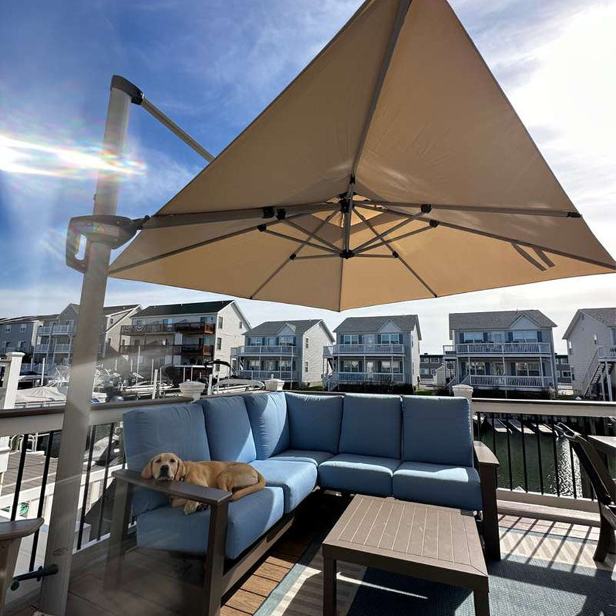 PURPLE LEAF Sombrilla Cuadrada Clásica con Doble Techo y Rotación de 360° para Patio