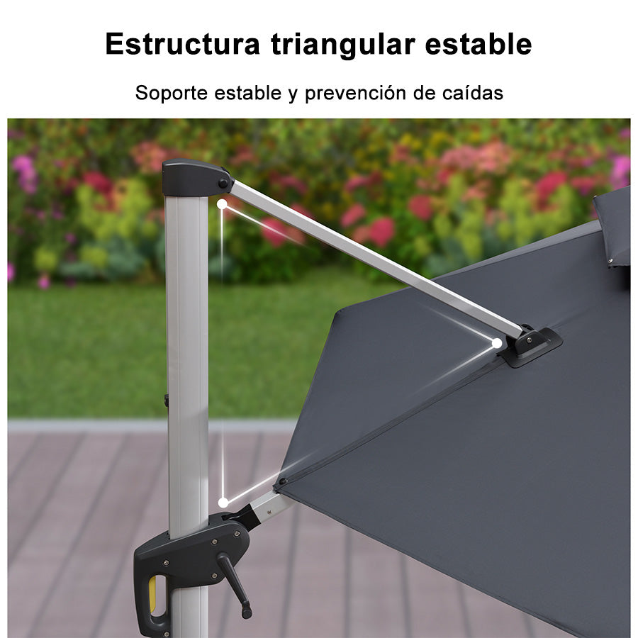 PURPLE LEAF Sombrilla Clásica Redonda con Rotación de 360°, Ideal para Jardín, Terraza o Patio