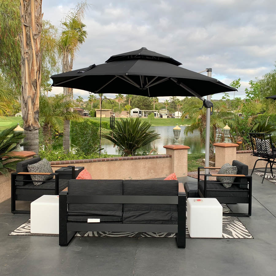 PURPLE LEAF Sombrilla Clásica Redonda con Rotación de 360°, Ideal para Jardín, Terraza o Patio