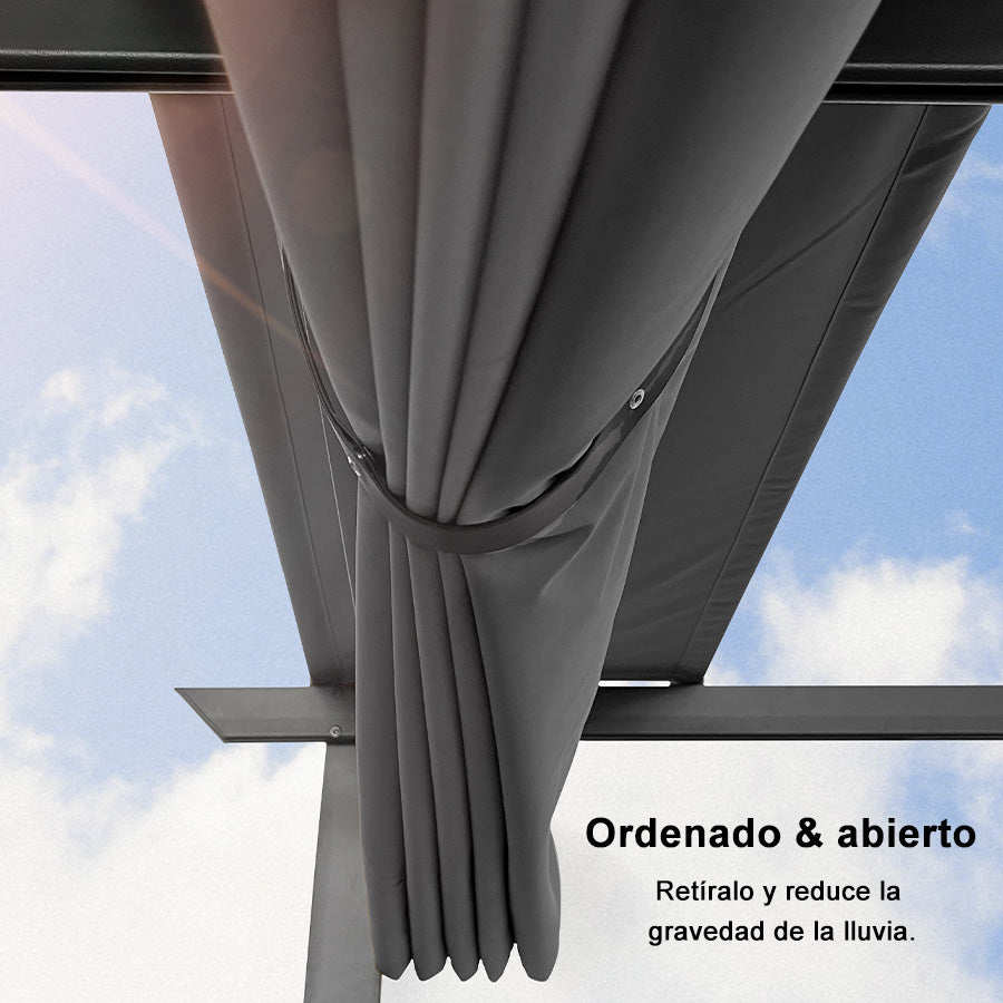 PURPLE LEAF Pérgola retráctil de aluminio para exteriores con techo protector solar, terraza, refugio para el patio trasero, pabellón metálico para barbacoa