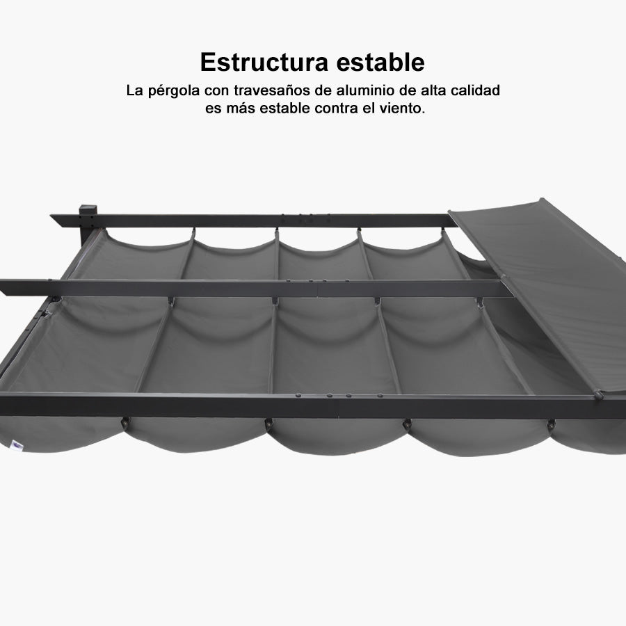 PURPLE LEAF Pérgola retráctil de aluminio para exteriores con techo protector solar, terraza, refugio para el patio trasero, pabellón metálico para barbacoa