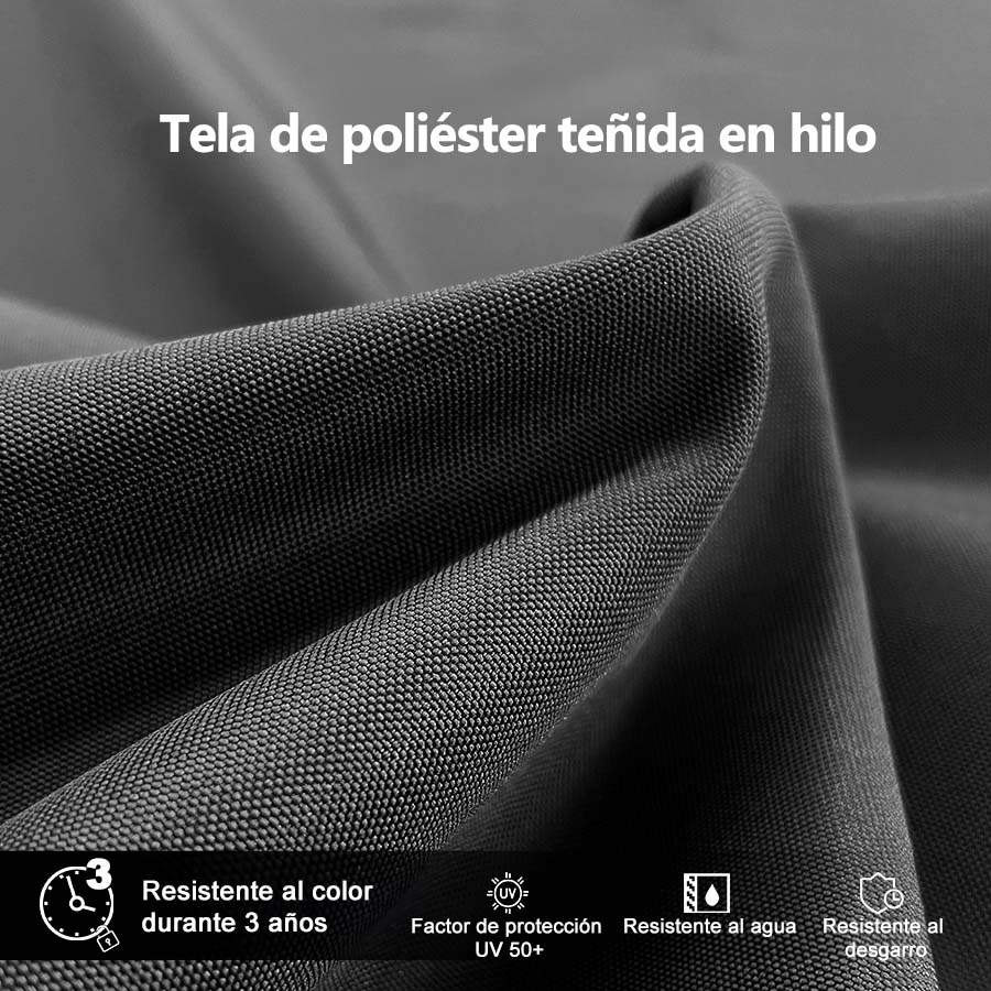 PURPLE LEAF Sombrilla cuadrada de doble cubierta con luces LED solares, ideal para jardín y terraza