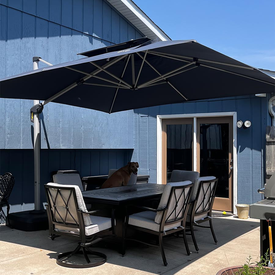 PURPLE LEAF Sombrilla Cuadrada Clásica con Doble Techo y Rotación de 360° para Patio