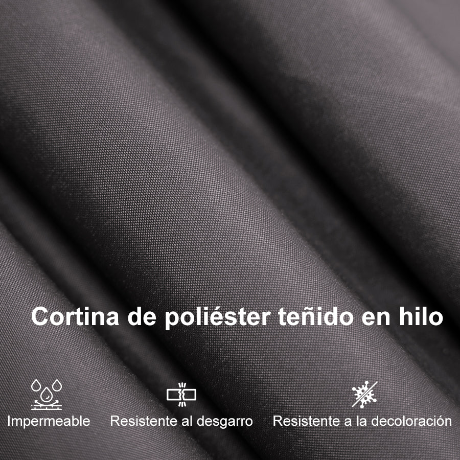 PURPLE LEAF Cenador de Jardín y Terraza de Aluminio con Luz LED Neutra, Techo de Acero Galvanizado, Cortinas y Mosquiteras, Color Gris
