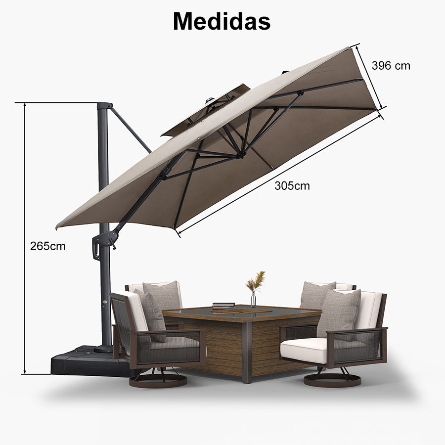 PURPLE LEAF Sombrilla Colgante para Patio con Tejido Reciclado, Resistente a la Decoloración y con Protección UV50+