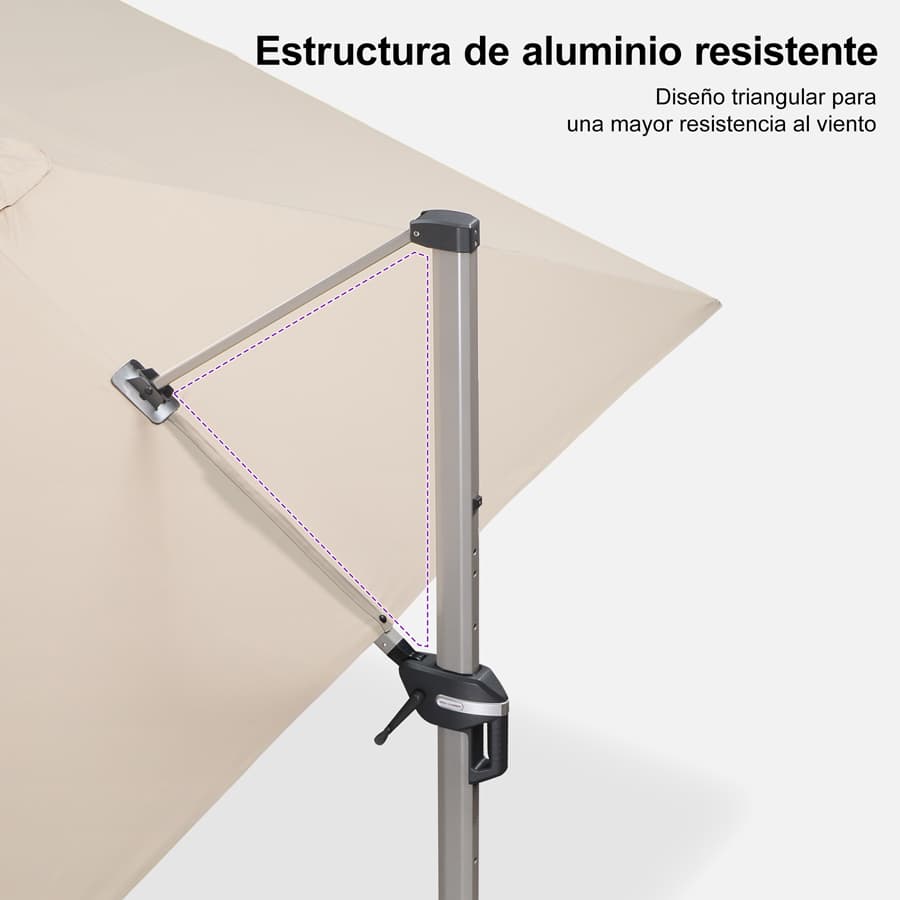 PURPLE LEAF Deluxe - Sombrilla de Aluminio Rectangular para Exterior, Elegante, Resistente al Viento y Ajustable