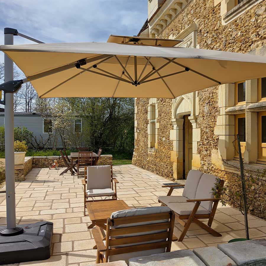 PURPLE LEAF Sombrilla Cuadrada Clásica con Doble Techo y Rotación de 360° para Patio