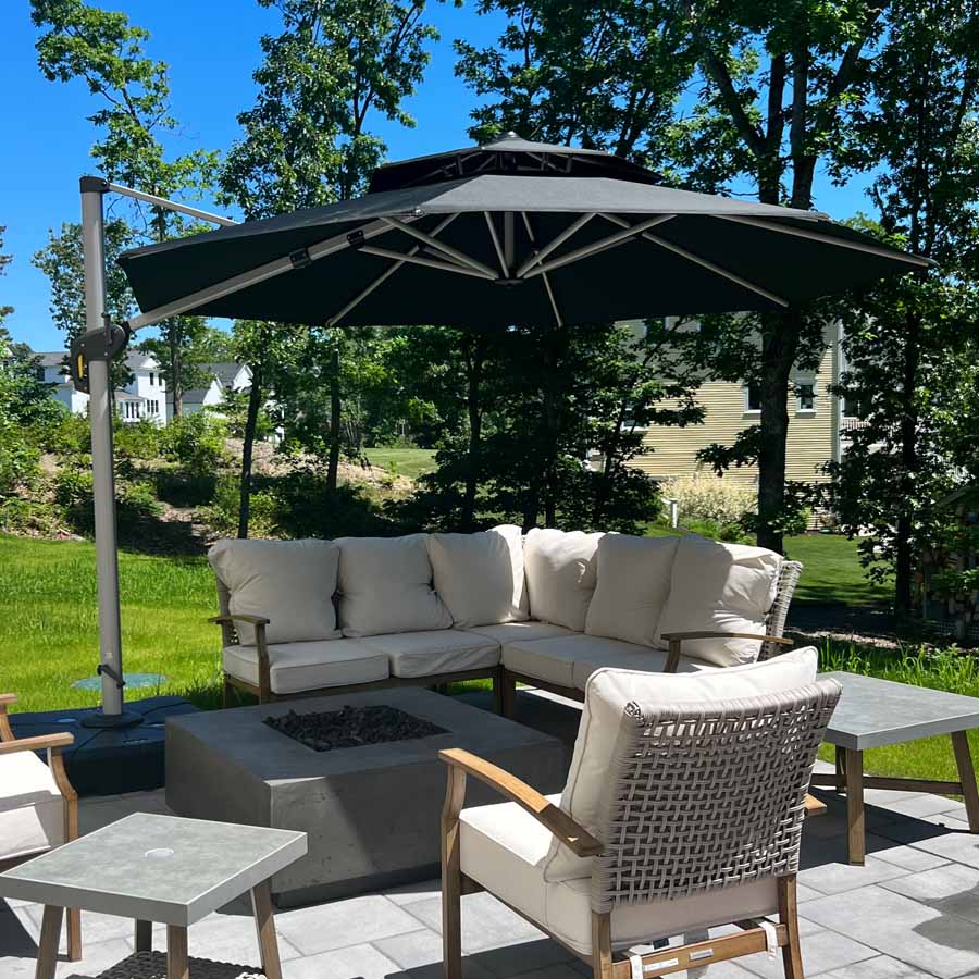 PURPLE LEAF Sombrilla Clásica Redonda con Rotación de 360°, Ideal para Jardín, Terraza o Patio