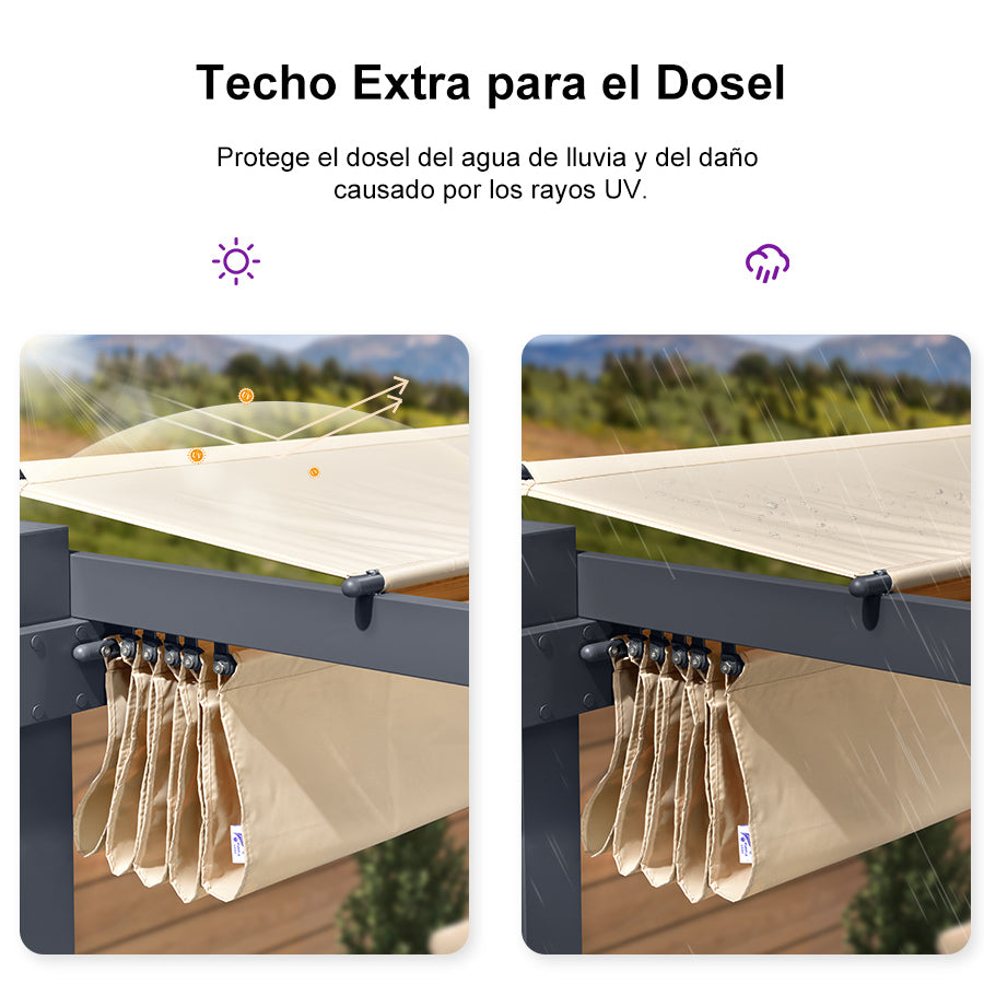 PURPLE LEAF Pérgola Metálica para Jardín, Pabellón de Pérgola Impermeable, Estable y Resistente al Invierno, Pabellón de Jardín con Protección Solar y Cubierta.
