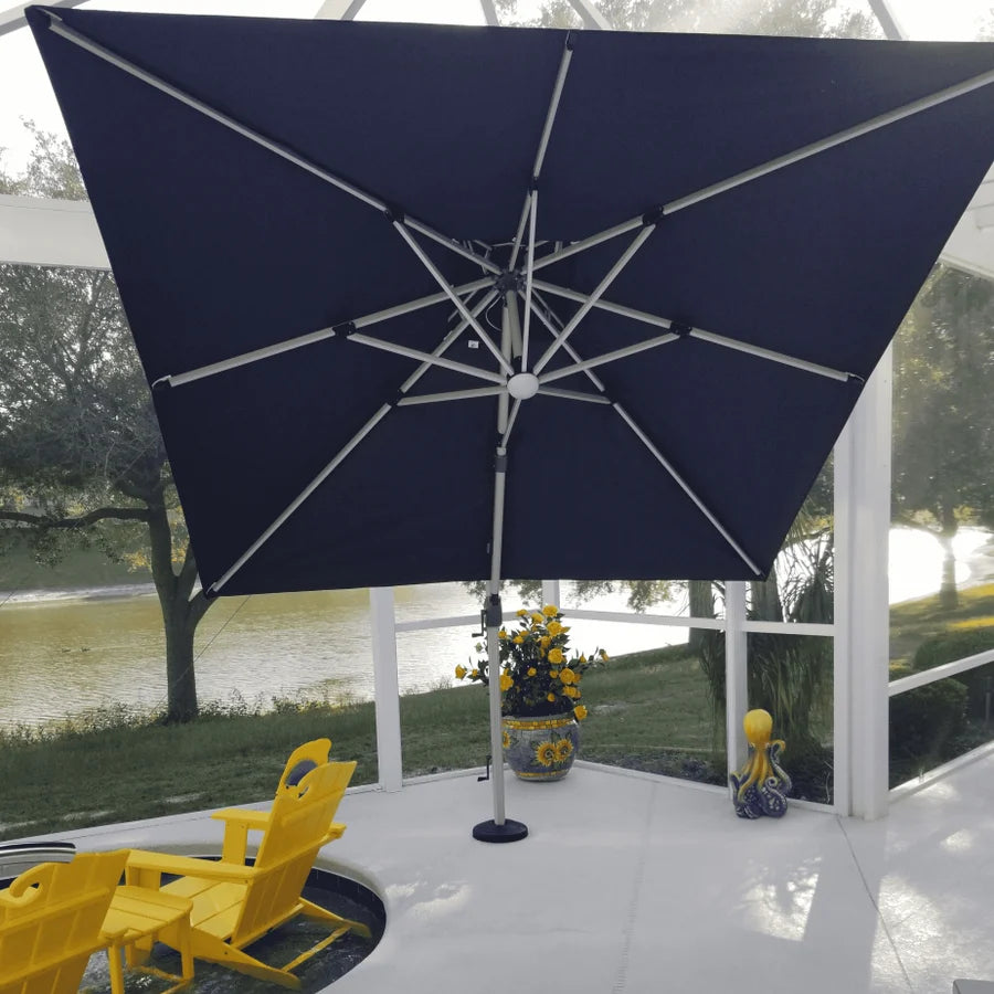 PURPLE LEAF Sombrilla cuadrada de doble cubierta con luces LED solares, ideal para jardín y terraza