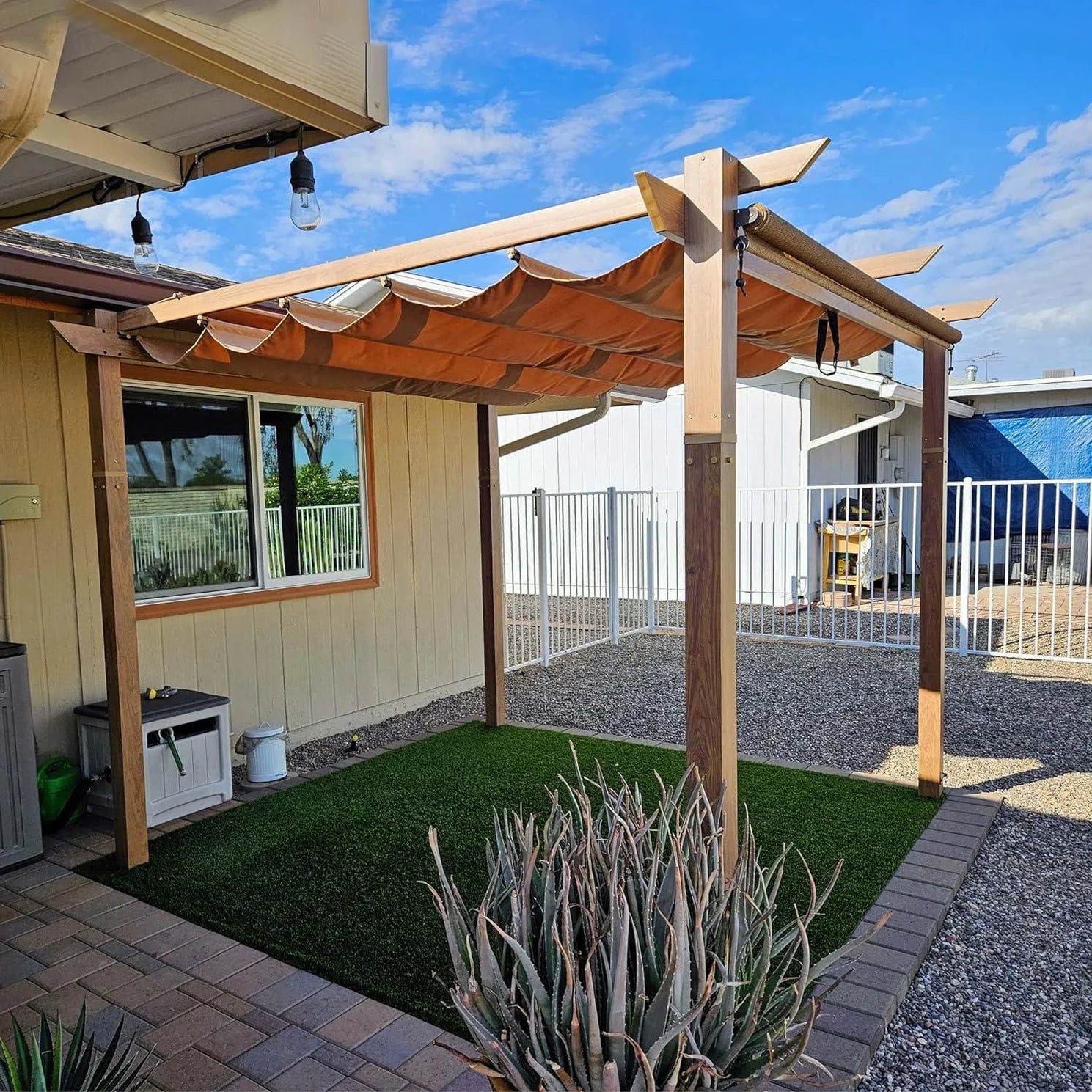 PURPLE LEAF Pérgola De Jardín Cenador Aluminio Pergolas Toldo Retráctil Anti-UV Para Coches Terraza Patio, Aspecto Madera