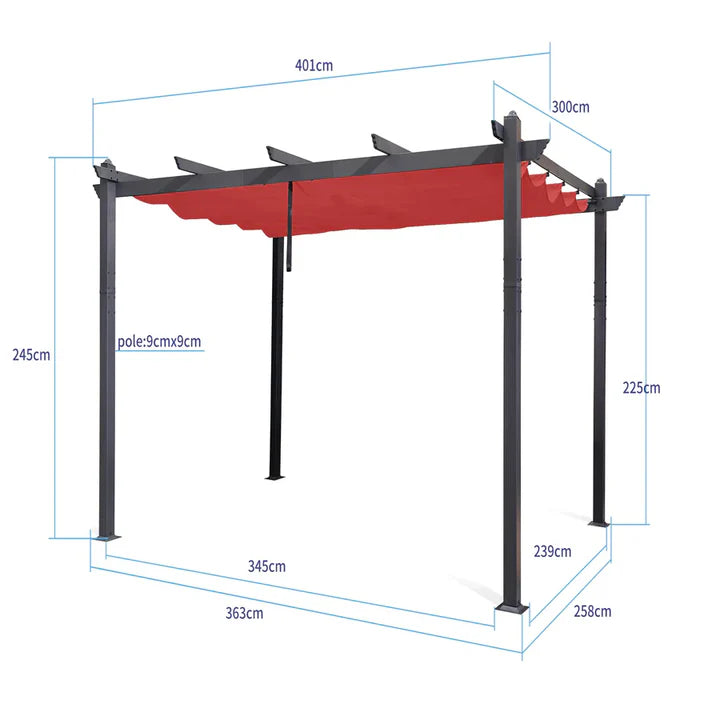 PURPLE LEAF Pérgola Pabellón Metálico de Jardín Pérgola Impermeable Estable a Prueba de Invierno, Pabellón de Jardín con Techo Parasol