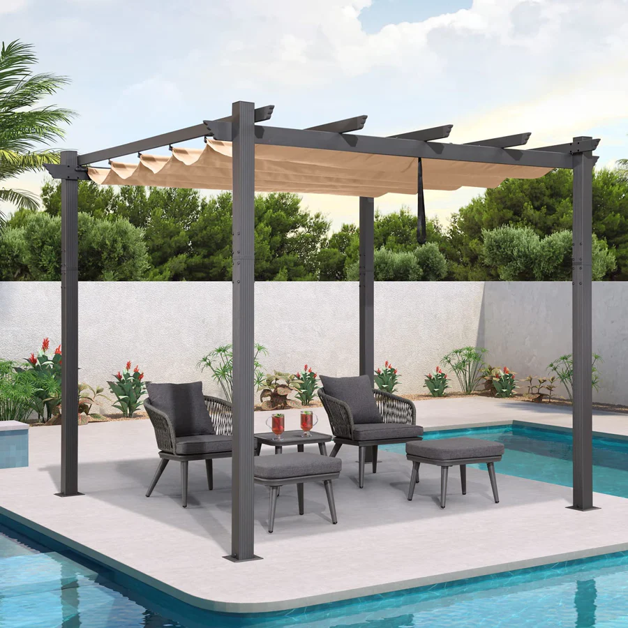 PURPLE LEAF Pérgola Pabellón Metálico de Jardín Pérgola Impermeable Estable a Prueba de Invierno, Pabellón de Jardín con Techo Parasol