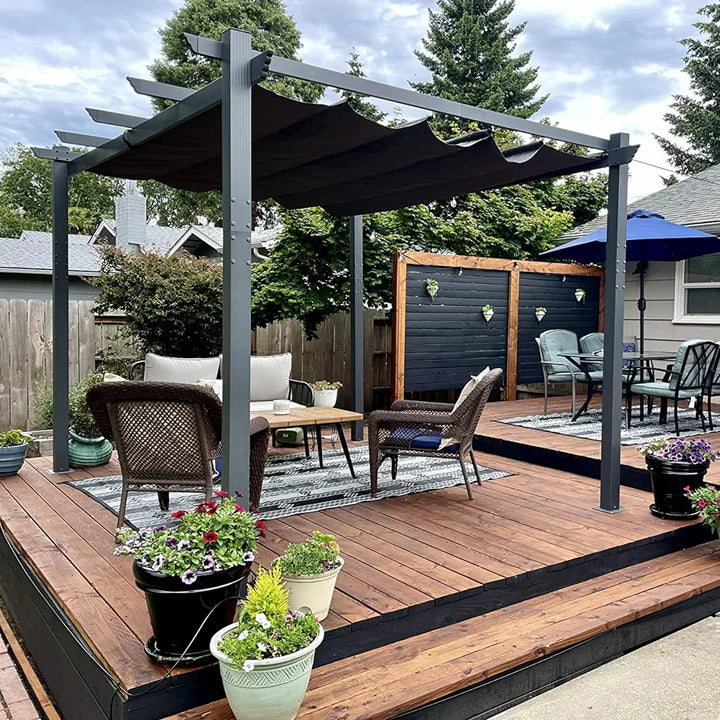 PURPLE LEAF Pérgola Pabellón Metálico de Jardín Pérgola Impermeable Estable a Prueba de Invierno, Pabellón de Jardín con Techo Parasol