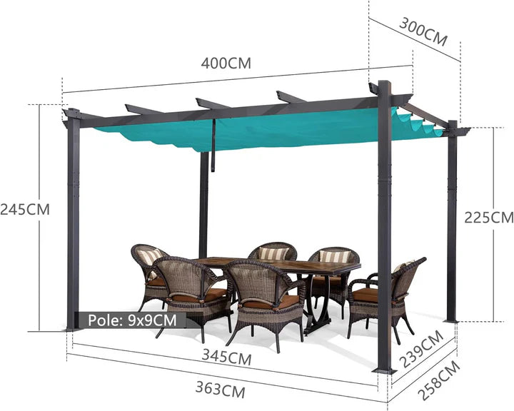 PURPLE LEAF Pérgola Pabellón Metálico de Jardín Pérgola Impermeable Estable a Prueba de Invierno, Pabellón de Jardín con Techo Parasol