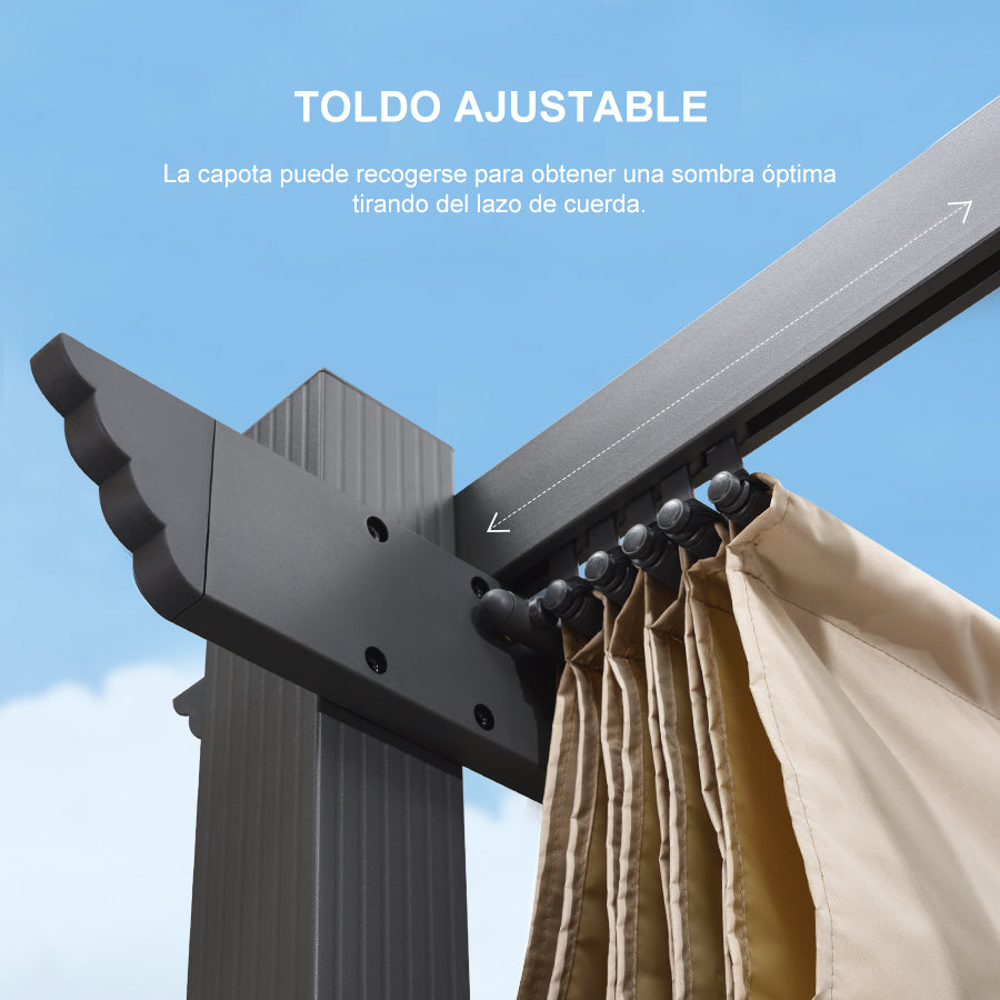 PURPLE LEAF Pérgola Pabellón Metálico de Jardín Pérgola Impermeable Estable a Prueba de Invierno, Pabellón de Jardín con Techo Parasol