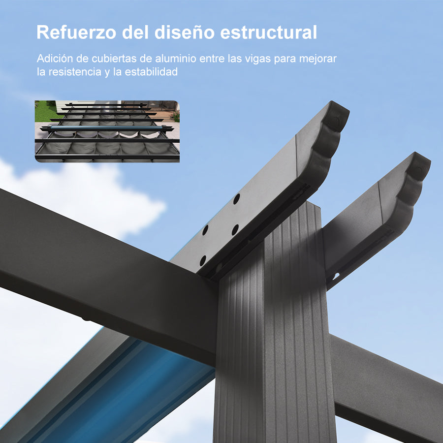 PURPLE LEAF Pérgola Pabellón Metálico de Jardín Pérgola Impermeable Estable a Prueba de Invierno, Pabellón de Jardín con Techo Parasol