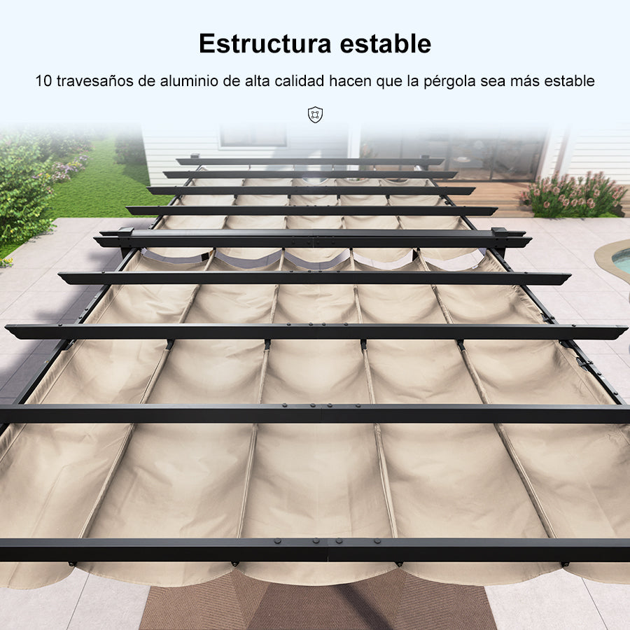 PURPLE LEAF Pérgola Pabellón Metálico de Jardín Pérgola Impermeable Estable a Prueba de Invierno, Pabellón de Jardín con Techo Parasol