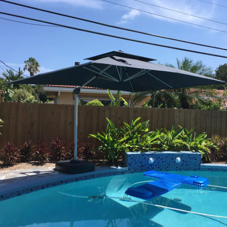 PURPLE LEAF Paraguas Descentrado Inclinable Rectangular Paraguas de Jardín Exterior con Techo Doble Giratorio 360°, Paraguas de Terraza Exterior