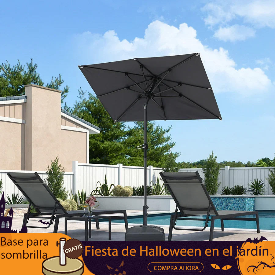 PURPLE LEAF Sombrilla de Poste Central con Manivela e Inclinación Ajustable para Jardín y Terraza