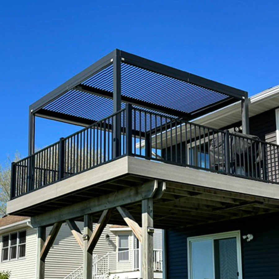PURPLE LEAF Pergola Bioclimatica Pergola de Aluminio con Lamas Orientables Cenador de Jardin Impermeable para Terraza Exterior Garaje Gris Antracita