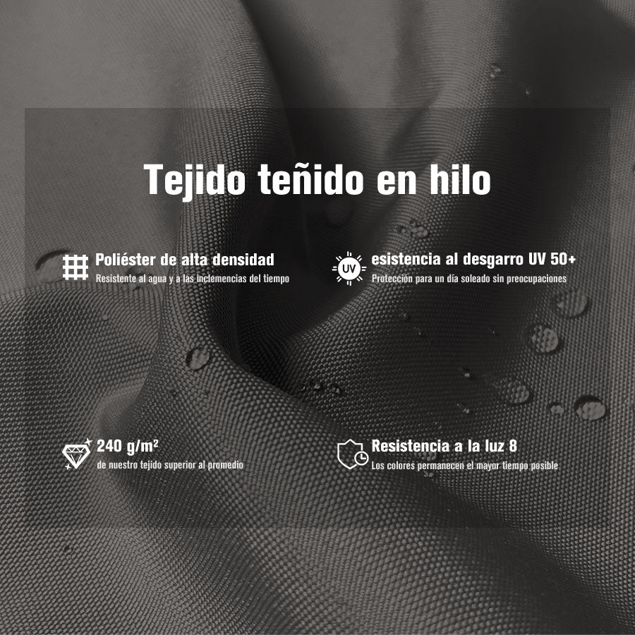 PURPLE LEAF Sombrilla excéntrico redondo con luces LED solares y rotación de 360°, ideal para jardín y terraza