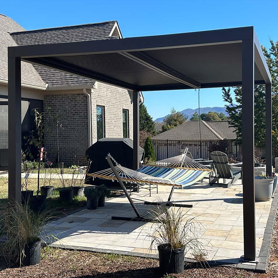 PURPLE LEAF Pergola Bioclimatica Pergola de Aluminio con Lamas Orientables Cenador de Jardin Impermeable para Terraza Exterior Garaje Gris Antracita