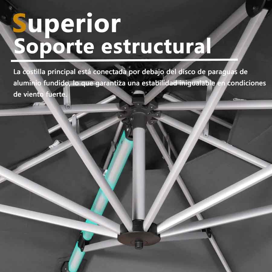 PURPLE LEAF Sombrilla Clásica Redonda con Rotación de 360°, Ideal para Jardín, Terraza o Patio