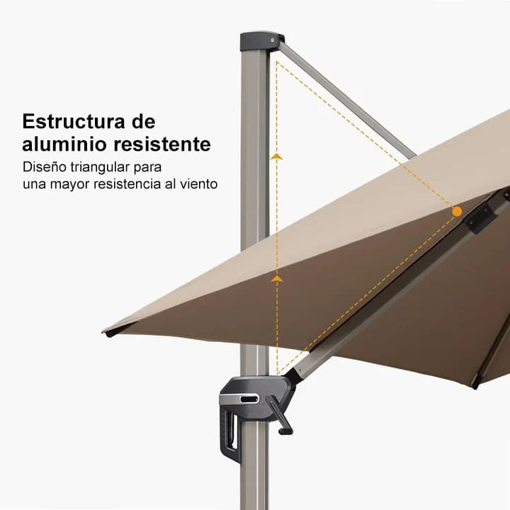 PURPLE LEAF Deluxe - Sombrilla de Aluminio Rectangular para Exterior, Elegante, Resistente al Viento y Ajustable