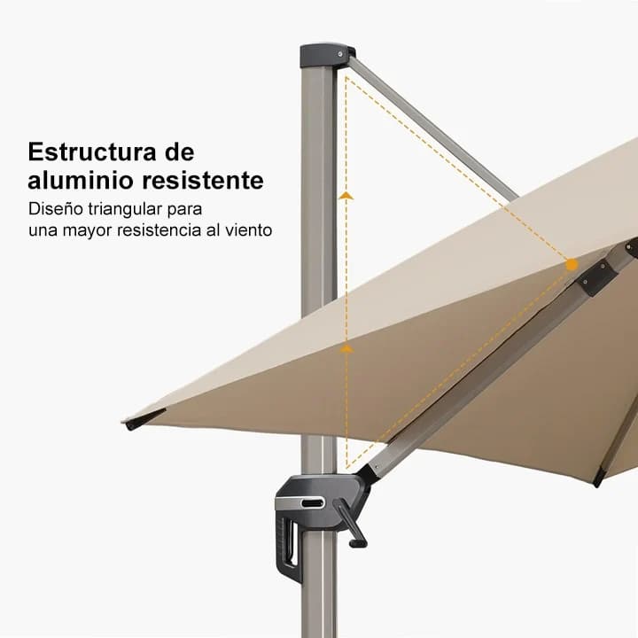 PURPLE LEAF Deluxe - Sombrilla de Aluminio Rectangular para Exterior, Elegante, Resistente al Viento y Ajustable