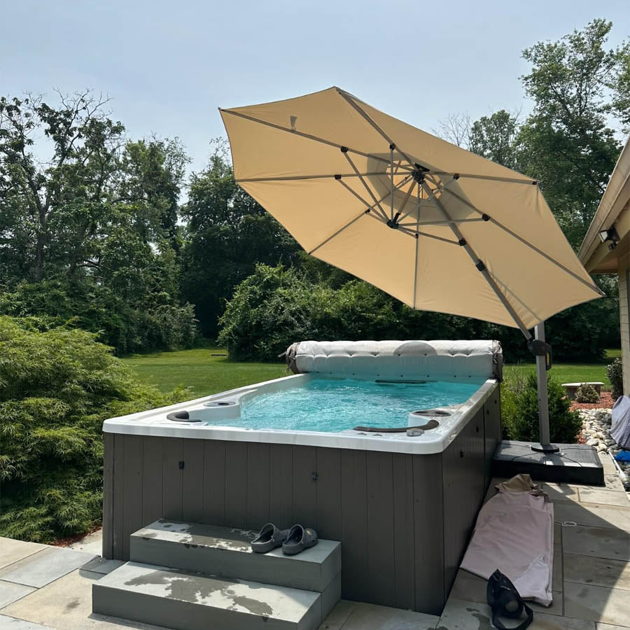 PURPLE LEAF Sombrilla Clásica Redonda con Rotación de 360°, Ideal para Jardín, Terraza o Patio