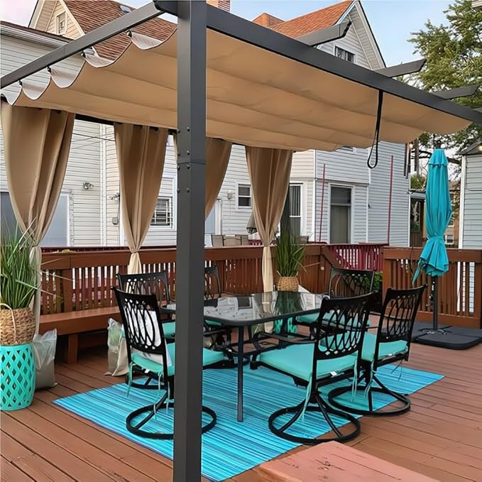 PURPLE LEAF Pérgola Pabellón Metálico de Jardín Pérgola Impermeable Estable a Prueba de Invierno, Pabellón de Jardín con Techo Parasol