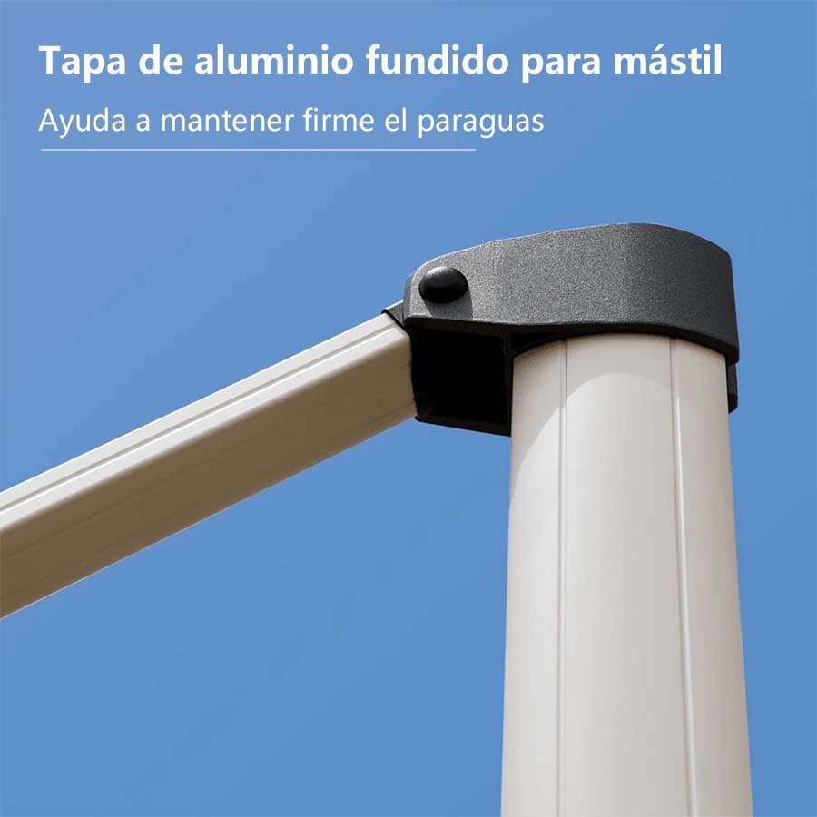 PURPLE LEAF Sombrilla cuadrada de doble cubierta con luces LED solares, ideal para jardín y terraza